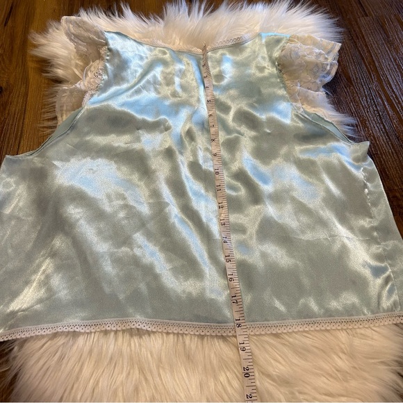 Vintage Night moves satiny sleep top lace blue size large 60s - Picture 7 of 7